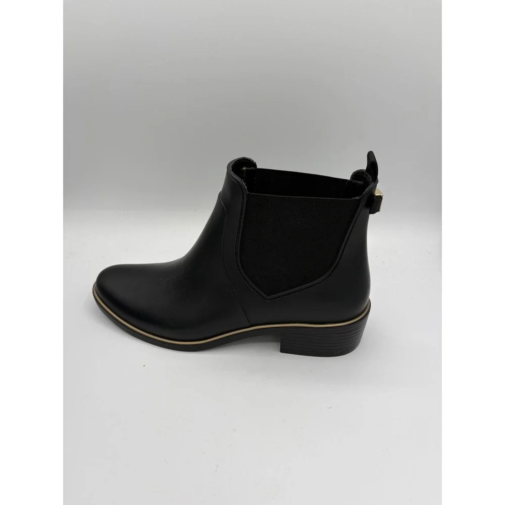 Kate Spade New York Chelsea Rain Boots Black Rubber Ankle Booties Womens 11